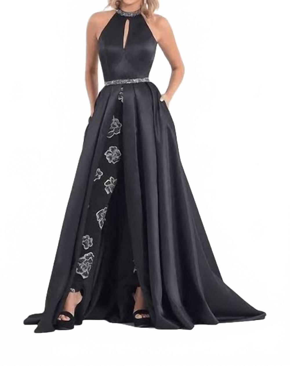 NEW MARY'S BRIDAL moda bella fitted evening maxi dress in black